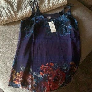 NWT Cabi navy floral multi colored lined cami blouse size Medium